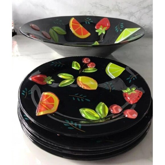 Block China Crystal Mixed Fruit 9" Salad Plates - Picture 2 of 4